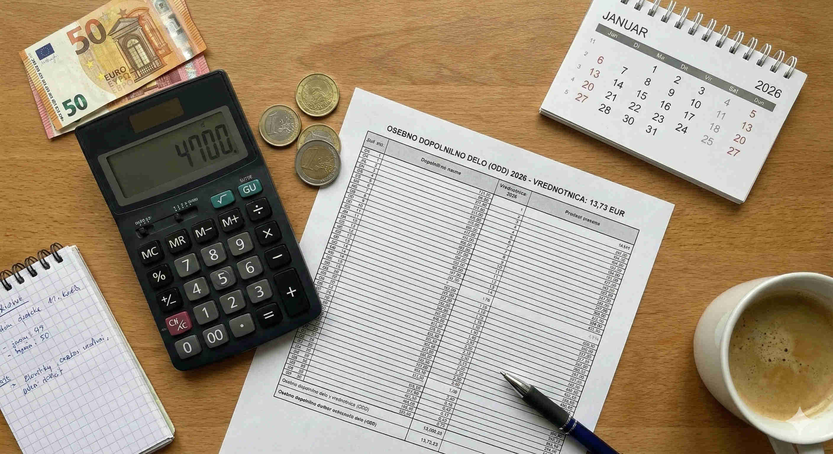 Osebno dopolnilno delo (ODD) v 2026: Nova cena vrednotnice in ključne omejitve zaslužka